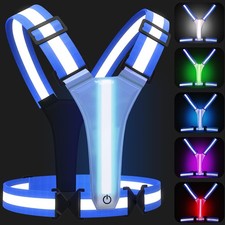 LED Reflective Vest Running Gear, 5 Colors Lights Up Running Vest for Night W...