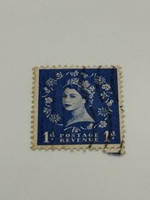 Great Britain Queen Elizabeth II 1d Stamp Cancelled