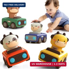 iPlay, iLearn Press to Go Car Toys for Toddlers 1-3, Baby Animal Racing Cars, In