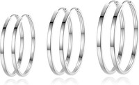 Ohrringe Creolen 925 Silber Hypoallergen Groß 40-60Mm Klappcreolen Damen