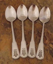 Oneida Pfaltzgraff Village Set of 4 Teaspoons Deluxe Stainless Flatware Lot H