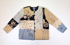 Vintage Indigo Moon Jacket Blazer Womens L Embroider Bohemian Artsy Multicolored