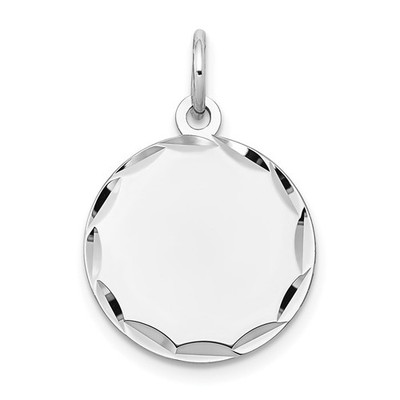 14k Weißgold geätzter Rand 0,009 Stärke gravierbar rund 16mm Scheibe Charm Anhänger