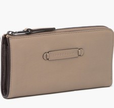 Longchamp Quarter Zip Leather Wallet Tan Brown NWT Was 330