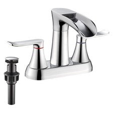 Waterfall 4 Inch Centerset Chrome Bathroom Faucet, 2 Handle 3 Hole 360 Degree...