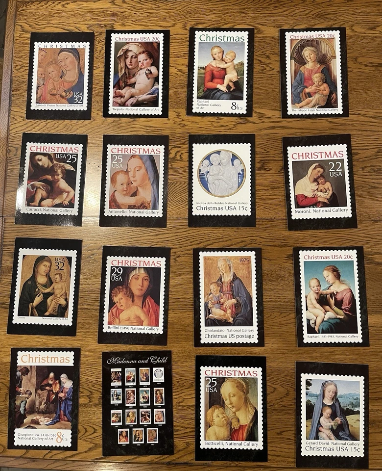 NEW 1997 USPS Madonna & Child Paintings Jumbo CHRISTMAS Stamp Postcards 16 Total - Image 3 of 4