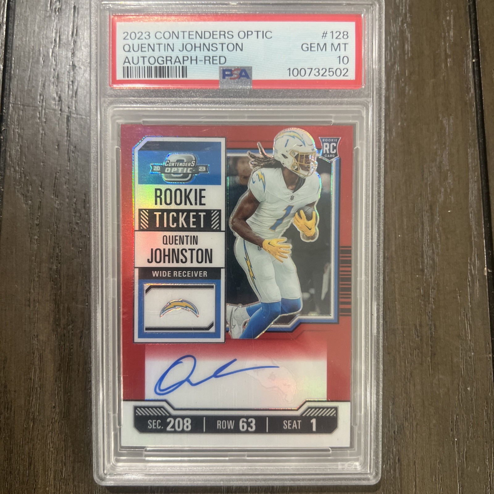 2023 Panini Contenders Optic /125 Rookie Ticket RPS Autographs Quentin Johnston