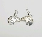 Sterling Silver Vintage Native Stamped Bear Dangle Earrings 1" — photo 4