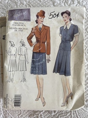 Vogue Vintage Sewing Pattern For Jacket, Dress And Belt  Size 16