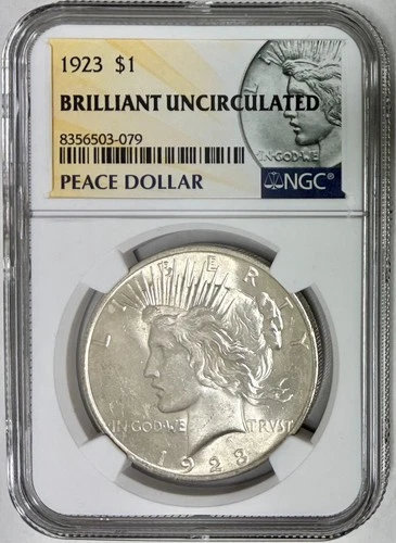 1923 Silver Peace Dollar, NGC Brilliant Uncirculated