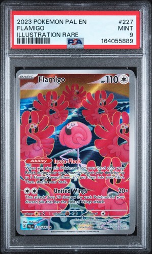 PSA 9 MINT Pokemon Flamigo 227/193 Sv02: Paldea Evolved Holo Illustration Rare