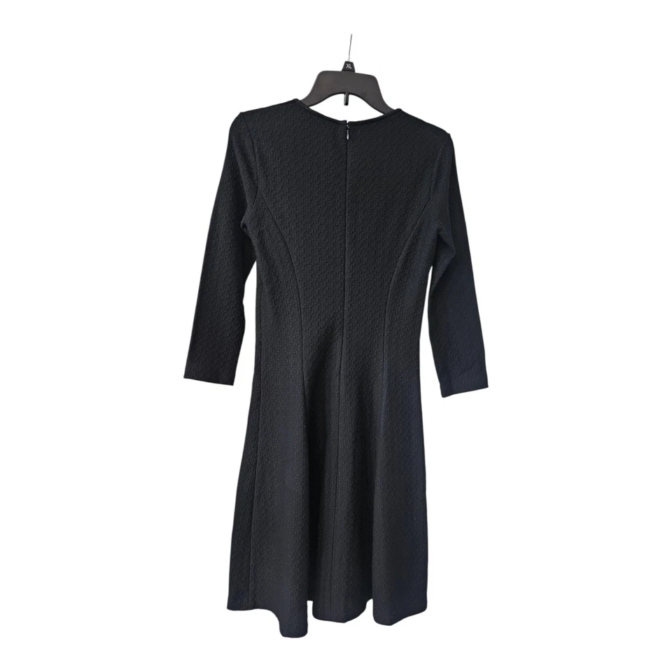 Theory Dress Size 4 Black Textured 3/4 Sleeves Unlined Hidden Back Zip USA - Image 2 of 4