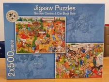 M&S 2 x 500 JIGSAW PUZZLE GARDEN CENTRE & CAR BOOT SALE  COMPLETE