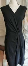 Ann Taylor Faux Wrap Dress Black Tulip Hem Sleeveless Women’s Size M