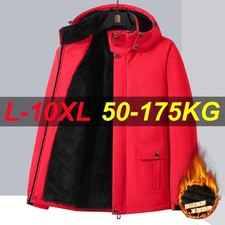 10xl 9xl Winter Men Parka Coats Fleece Waterproof Warm Plus Size Hooded Jacket