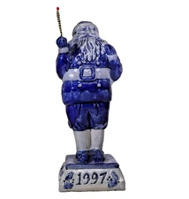 Vtg Rowe Pottery Works 10" Santa Claus Blue Salt Glaze Christmas 1997 figurine