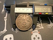 1938 GERMAN Hindenburg Large Version 5 REICHSMARK WWII COMMEMORATIVE COIN