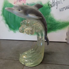 HERCO Gift professional DOLPHIN ON WAVE 7.25" Tall NICE