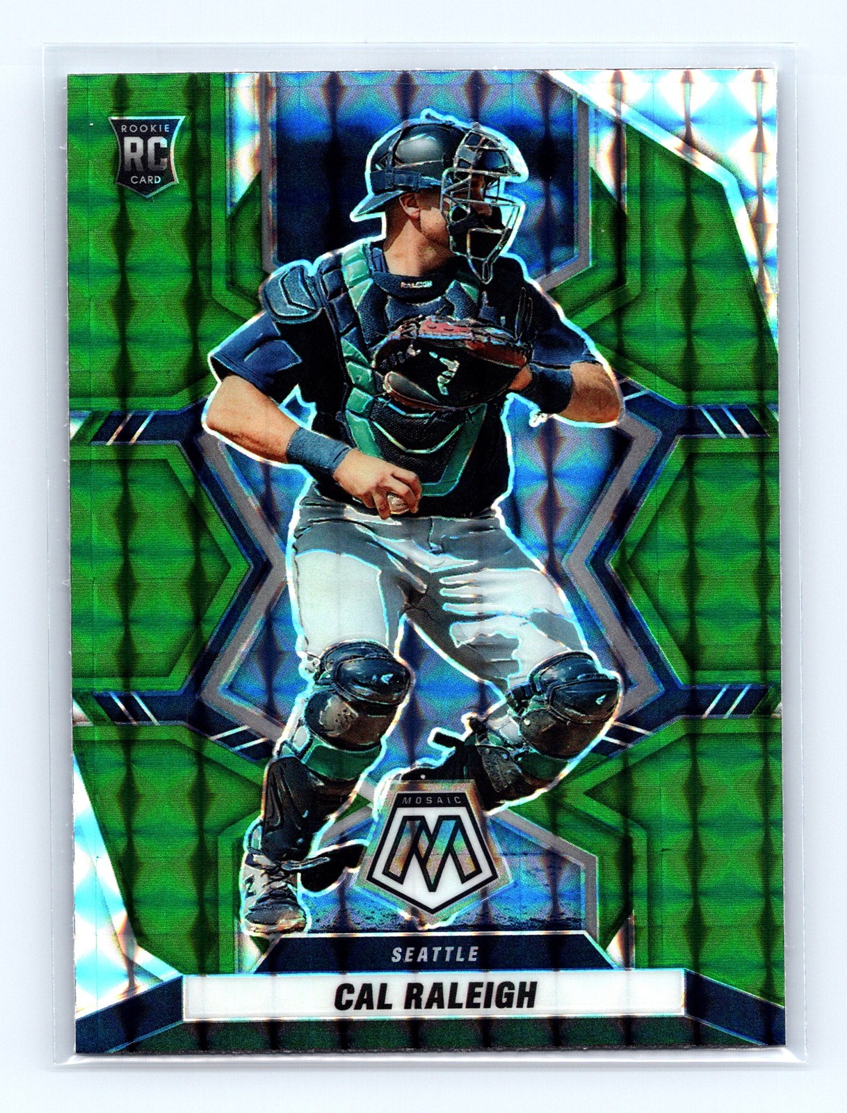 2022 Panini Mosaic #242 Cal Raleigh Green Mosaic Prizm Rookie