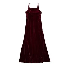 VTG 90s Velvet Maxi Slip Dress Womens S/M Burgundy Y2K Whimsigoth Formal Holiday