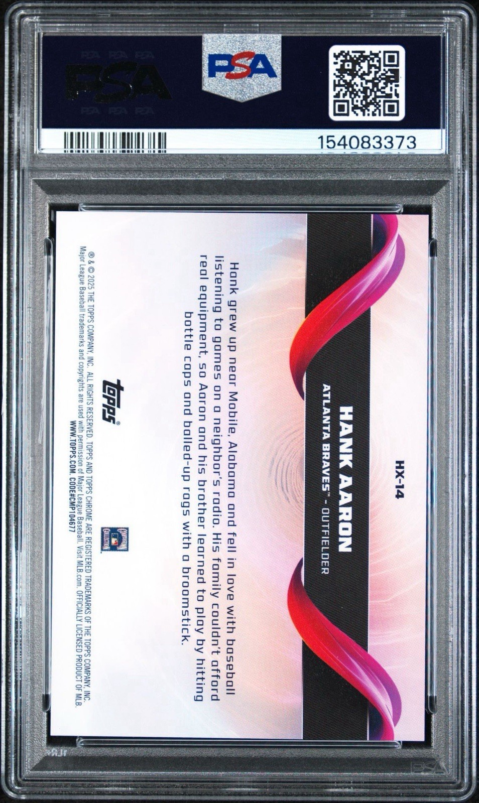 2025 TOPPS CHROME HELIX #HX14 HANK AARON PSA 10 view 2