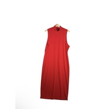Boohoo Womens Red NEW Ribbed High Neck Midi Dress Holiday Christmas US Sz 18