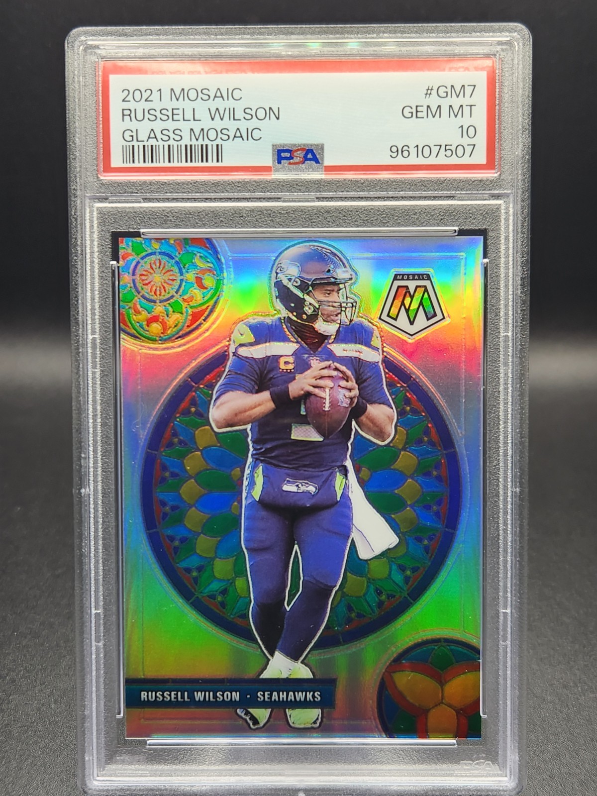 2021 Panini Mosaic Russell Wilson Glass Mosaic PSA 10 Gem Mint #GM7 Seahawks