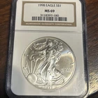 1998 $1 1-oz American Silver Eagle NGC MS69