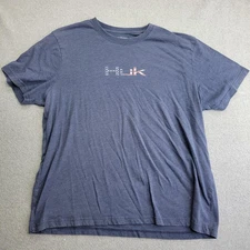 Huk Shirt Mens XL Blue Performance Fishing Patriotic USA Flag Logo Back Graphic