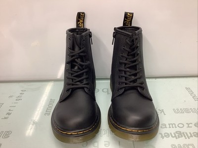 DR.MARTENS 1460 J Black Lace Up Boots Zip On The Side, Kids Size US 2(EU 33)