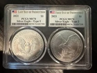 2021 Bullion Silver Eagles PCGS MS-70 Silver Eagle - Type 1 And Type 2 Set