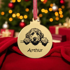 Personalised Mirrored Acrylic Dog Christmas Bauble 200 Breeds  Custom Name