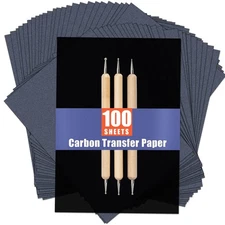 100 Sheets Carbon Paper Sheets, Carbon Transfer Paper for DIY Woodworking,Canvas