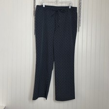 TALBOTS Blue Geometric High Waisted Pocket Wide Legs Drawstring Pants Size 14