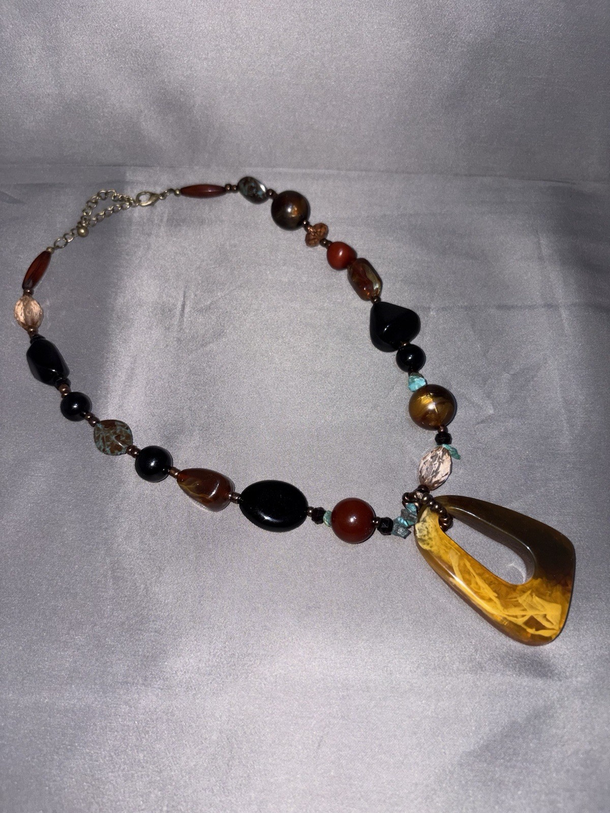 Artisan, multi gemstone statement, necklace, Onyx… - image 1