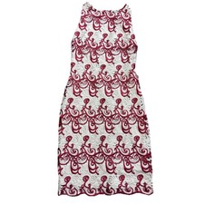 Alice + Olivia Women's Sleeveless Embroidered Shift Dress With Deep V Back Size2