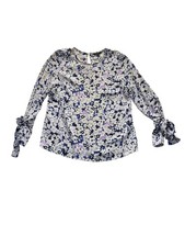 Banana Republic Floral Long Sleeve Blouse With Tie Cuffs M 100 Polyester 9936