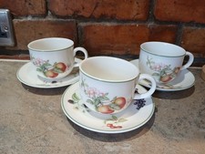 MARKS & SPENCERS FINE CHINA “ ASHBERRY” CUPS & SAUCERS ×3 
