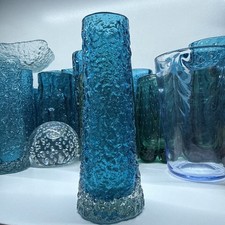 Whitefriars large 7" flared finger vase 9819 Kingfisher Blue 