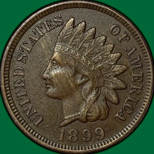 1899 Indian Head Cent Almost Uncirculated AU Coin #34053