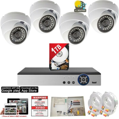 Evertech 8 Channel HD H265 DVR 4x 1080p CCTV Security Camera DVR System 1TB HDD