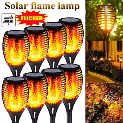 4x 96 LED Solar Torch Light Flickering Lighting Dancing Flame Garden Path Lamps