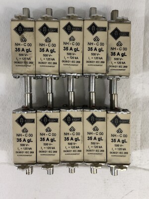 LOT OF 10 - E Bamat NH - C00 gL 500V 35A Fuse - Used