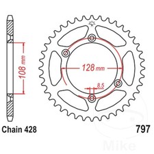 JT Rear Sprocket 57 Tooth 428 Pitch JTR797.57 For Suzuki DR-Z 125 L L7 17-19