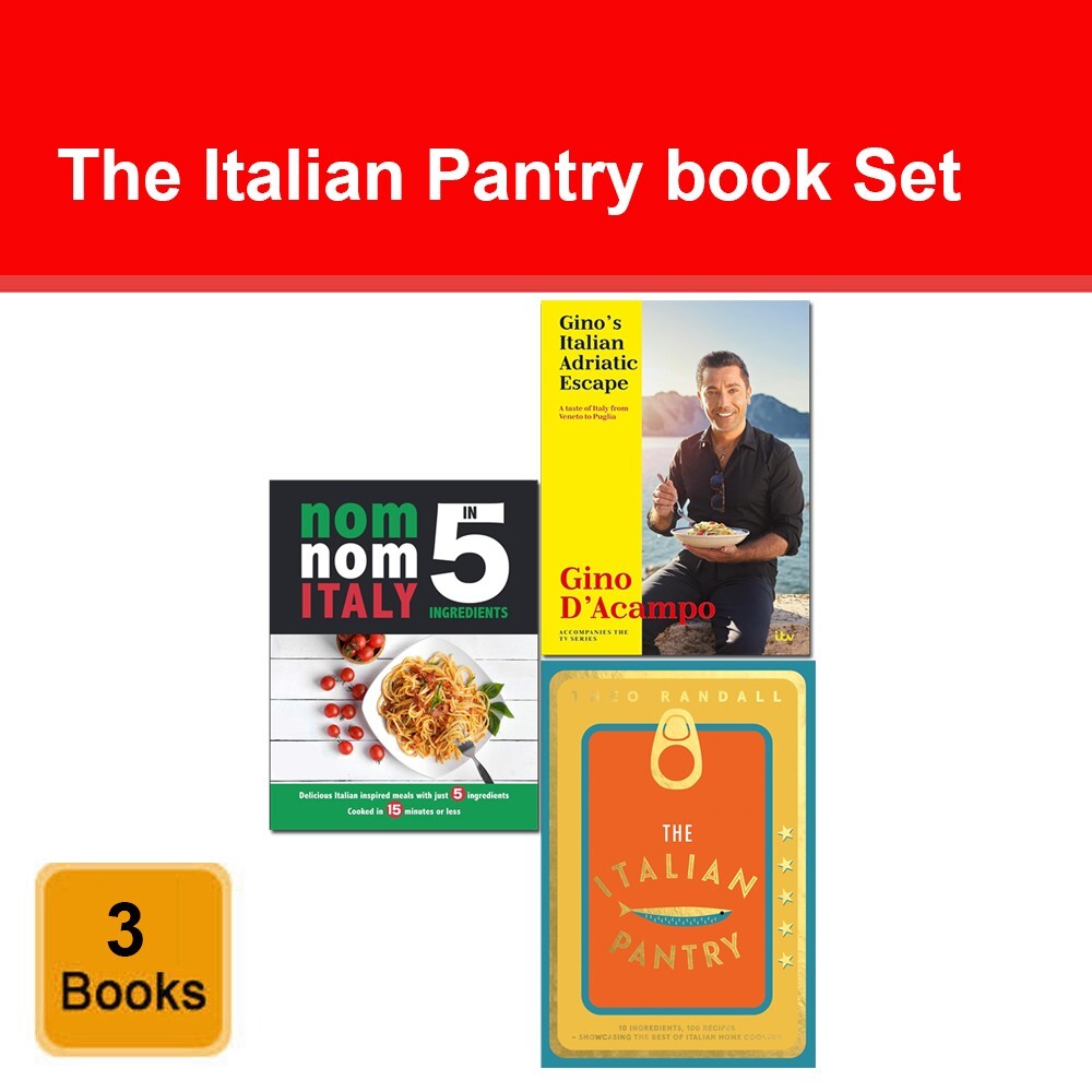 Set of 3 Books The Italian Pantry, Gino's Italian Adriatic Escape, Nom Nom Italy