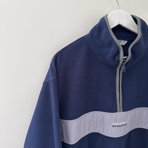 Vintage Saucony USA Mens 1/4 Zip Fleece Pullover Reflective Running Jumper - XL - Picture 2 of 11