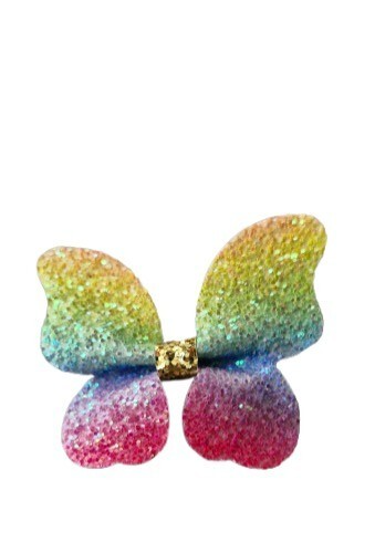 NEW 7cm Rainbow Glitter Butterfly Shape Hair Folk Clip Slide Fashion