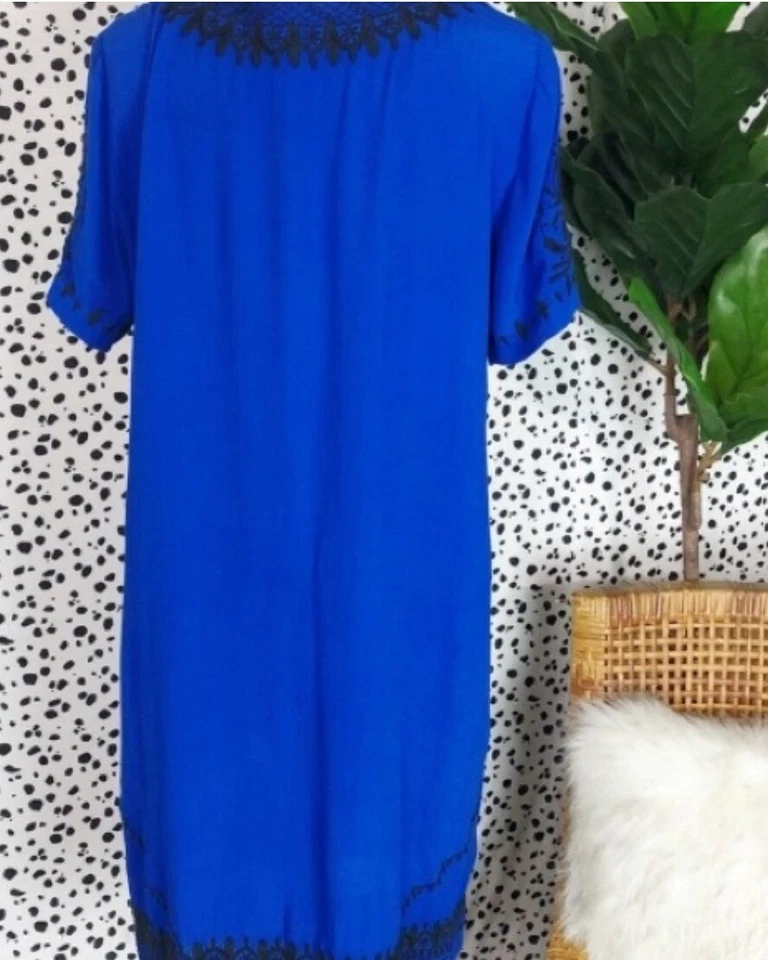 Vestido Lucky Brand Boho Bordado Cuentas Cobalto Cambio Grande ENVÍO GRATUITO Foto 4 de 4