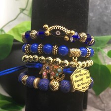 5 PC Handmade Bohemian Beaded Stackable Stretch Bracelet Set New 9853