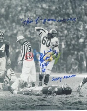 CHUCK BEDNARIK SIGNED 8x10 PHOTO STANDING OVER FRANK GIFFORD reprinAGLES REPRINT